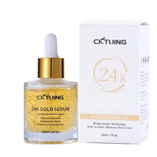 CKTUING 24K Gold Serum for Face - Premium Anti-Aging Treatment with Real Gold Flakes, Hyaluronic Acid & Vitamin E - Brightening, Hydrating & Wrinkle Reduction - 30 ml