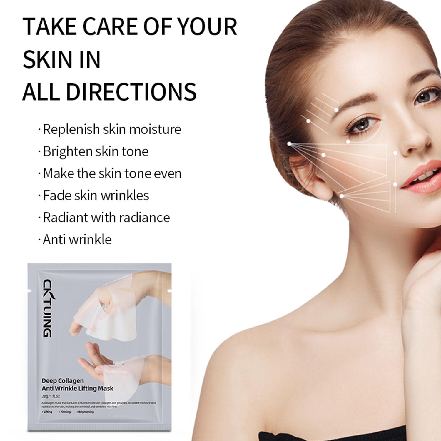 Deep Collagen Anti Wrinkle Lifting Face Mask - Collagen Overnight Face Mask, Bio-Collagen Real Deep Mask, Hydrating Overnight Collagen Face Mask for Lifting, Firming and Moisturizing (5pcs/1 Box).