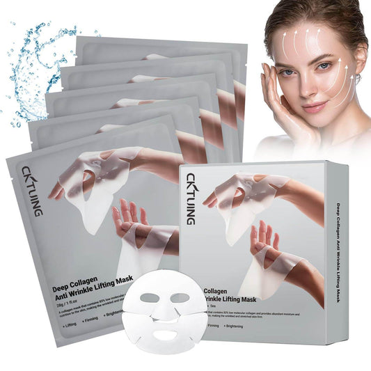 Deep Collagen Anti Wrinkle Lifting Face Mask - Collagen Overnight Face Mask, Bio-Collagen Real Deep Mask, Hydrating Overnight Collagen Face Mask for Lifting, Firming and Moisturizing (5pcs/1 Box).