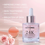 CKTUING 24K Rose Gold Serum for Face – Anti-Aging + Radiance Booster with Gold Flakes, Rose Extract, Hyaluronic Acid, Niacinamide & Vitamin C – Brightening, Hydrating & Skin Tightening – 1 oz (30ml)