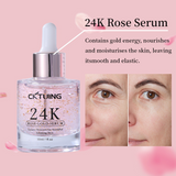 CKTUING 24K Rose Gold Serum for Face – Anti-Aging + Radiance Booster with Gold Flakes, Rose Extract, Hyaluronic Acid, Niacinamide & Vitamin C – Brightening, Hydrating & Skin Tightening – 1 oz (30ml)