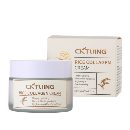 CKTUING Rice & Collagen Cream – Skin Brightening, Anti-Aging & Hydrating Face Moisturizer with Rice Extract, Collagen & Niacinamide – For Glowing, Even-Toned Skin – 1.7oz/50g