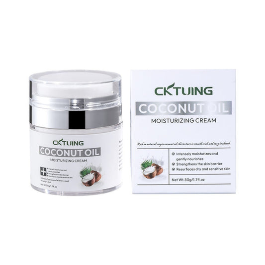 CKTUING Coconut Oil Moisturizing Cream – Spa size 50g Skin Softening Whitening Cream for Face, Hands & Feet – Intense Hydration, Firming, Nourishing Whitening Cream for All Skin Types
