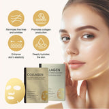 CKTUING 24K Gold Collagen Facial Mask – Anti-Wrinkle & Firming Hydrogel Sheet Mask Set with Oligo Hyaluronic Acid, Niacinamide & Vitamin C – Pore Minimizing & Hydrating Face Mask for All Skin Types, 4 Sheets/Box