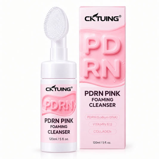 CKTUING PDRN Pink Foaming Cleanser with Silicone Brush, 120 ml