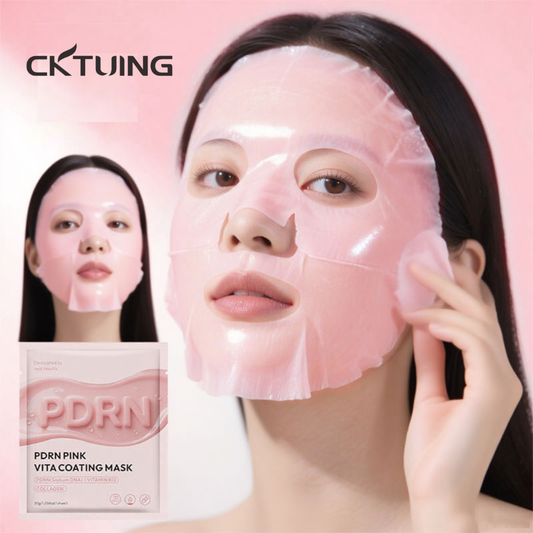 CKTUING PDRN Pink Vita Coating Sheet Mask 5EA - Korean sheet mask for glass skin - Luxurious Home care Mask for Hydration, Lifting, Firming, and Balanced Skin, Korean Skin Care (5pcs/1 Box)