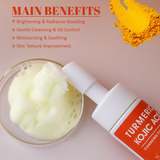 CKTUING Turmeric Kojic Acid Facial Cleanser, Brightening Foaming Face Wash with Soft Massage Heads, Kojic Acid Cleanser Exfoliating, Turmeric Cleansing for Dark Spots 4.23 oz