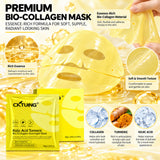 CKTUING Kojic Acid Turmeric Bio-Collagen Overnight Mask – Hydrating Facial Sheet Mask, 4 Sheets