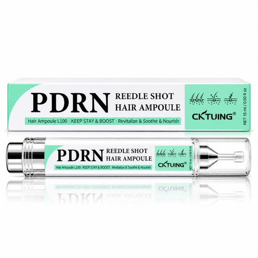 CKTUING PDRN Reedle Shot Hair Ampoule, 15 mL Scalp Care Serum with Copper Tripeptide-1, Biotin, Caffeine, Hydrolyzed Sponge & Sodium Hyaluronate, Lightweight Leave-In Hair Conditioning Formula