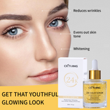 24K Gold Serum for Face - Premium Anti-Aging Treatment with Real Gold Flakes, Hyaluronic Acid & Vitamin E - Brightening, Hydrating & Wrinkle Reduction - 30 ml