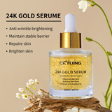 24K Gold Serum for Face - Premium Anti-Aging Treatment with Real Gold Flakes, Hyaluronic Acid & Vitamin E - Brightening, Hydrating & Wrinkle Reduction - 30 ml