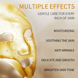 CKTUING 24K Gold Collagen Facial Mask – Anti-Wrinkle & Firming Hydrogel Sheet Mask Set with Oligo Hyaluronic Acid, Niacinamide & Vitamin C – Pore Minimizing & Hydrating Face Mask for All Skin Types, 4 Sheets/Box
