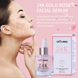 CKTUING 24K Rose Gold Serum for Face – Anti-Aging + Radiance Booster with Gold Flakes, Rose Extract, Hyaluronic Acid, Niacinamide & Vitamin C – Brightening, Hydrating & Skin Tightening – 1 oz (30ml)