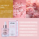 CKTUING 24K Rose Gold Serum for Face – Anti-Aging + Radiance Booster with Gold Flakes, Rose Extract, Hyaluronic Acid, Niacinamide & Vitamin C – Brightening, Hydrating & Skin Tightening – 1 oz (30ml)