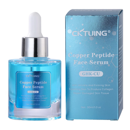 Cktuing Blue Copper Peptide Face Serum – Anti-Aging, Collagen Boosting & Hydrating Face Serum – Smooths Wrinkles, Fine Lines & Dull Skin – For All Skin Types – 1 fl oz