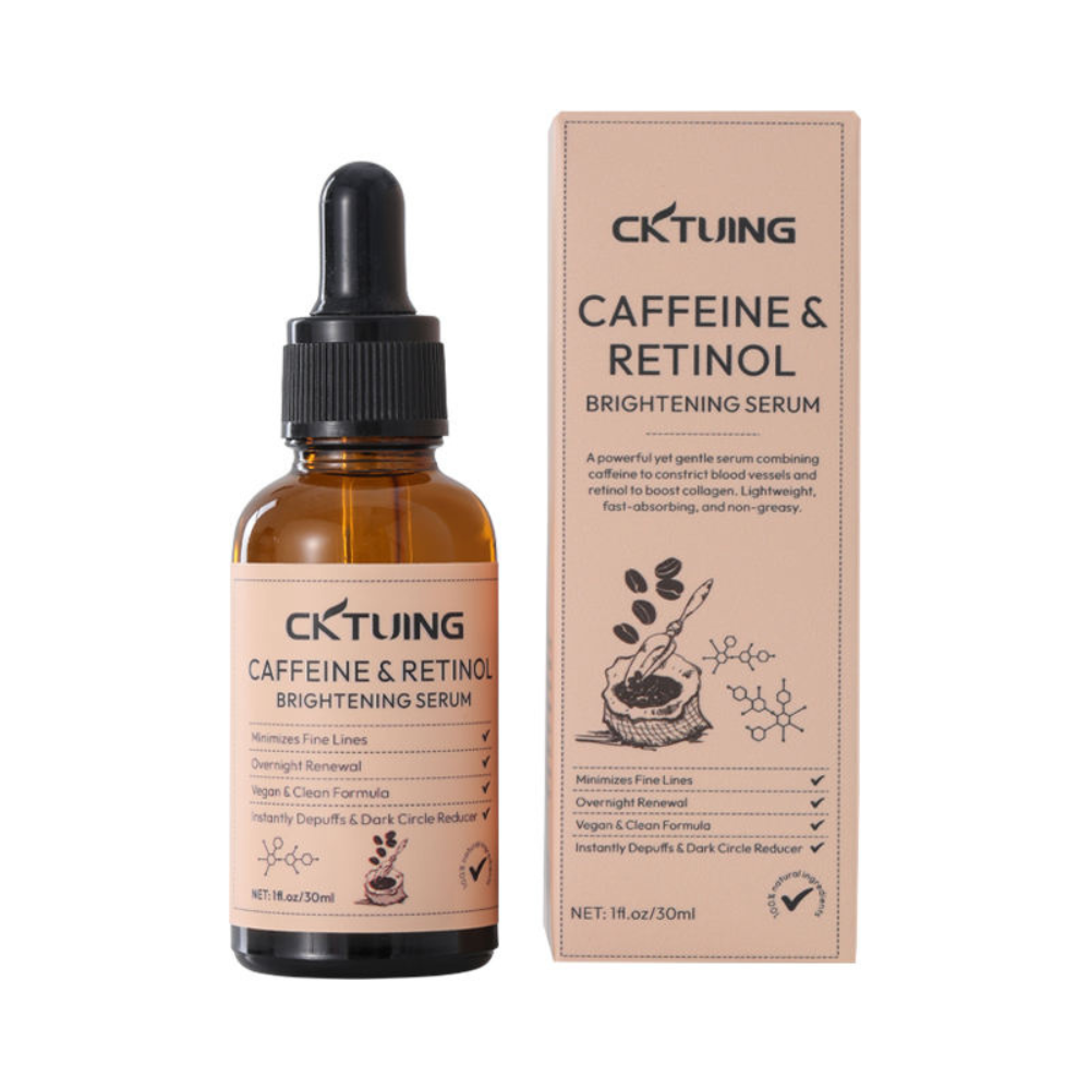 CKTUING Caffeine Retinol Serum for Dark Circles, Puffiness & Wrinkles | Natural Niacinamide, Hyaluronic Acid & Peptides | Anti-Aging Face, Eye & Body Whitening Skin Care | 30ml