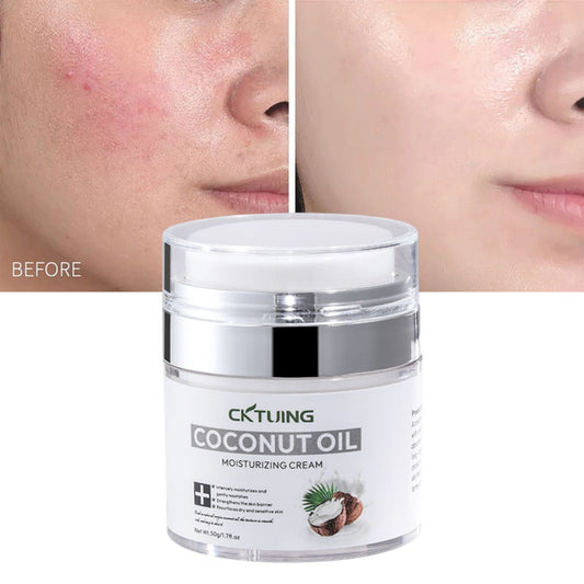 CKTUING Coconut Oil Moisturizing Cream – Spa size 50g Skin Softening Whitening Cream for Face, Hands & Feet – Intense Hydration, Firming, Nourishing Whitening Cream for All Skin Types