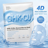 CKTUING GHK-CU Bio-Renewal Barrier Mask – Blue Copper Peptide Sheet Mask Set with 4D Hydration System, Triple Ceramide Complex, Pro-Vitamin B5, PDRN & Ergothioneine – Firming, Soothing & Cooling Moisture Barrier Facial Mask, 4 Sheets (30g / 1.05 oz Each)