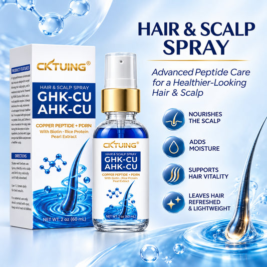 CKTUING GHK-CU AHK-CU Copper Peptide Hair & Scalp Spray with PDRN, Biotin, Caffeine, Rice Protein & Sodium Hyaluronate, Leave-In Scalp Care Mist, 60 mL