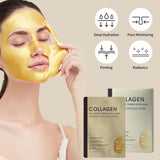 CKTUING 24K Gold Collagen Facial Mask – Anti-Wrinkle & Firming Hydrogel Sheet Mask Set with Oligo Hyaluronic Acid, Niacinamide & Vitamin C – Pore Minimizing & Hydrating Face Mask for All Skin Types, 4 Sheets/Box