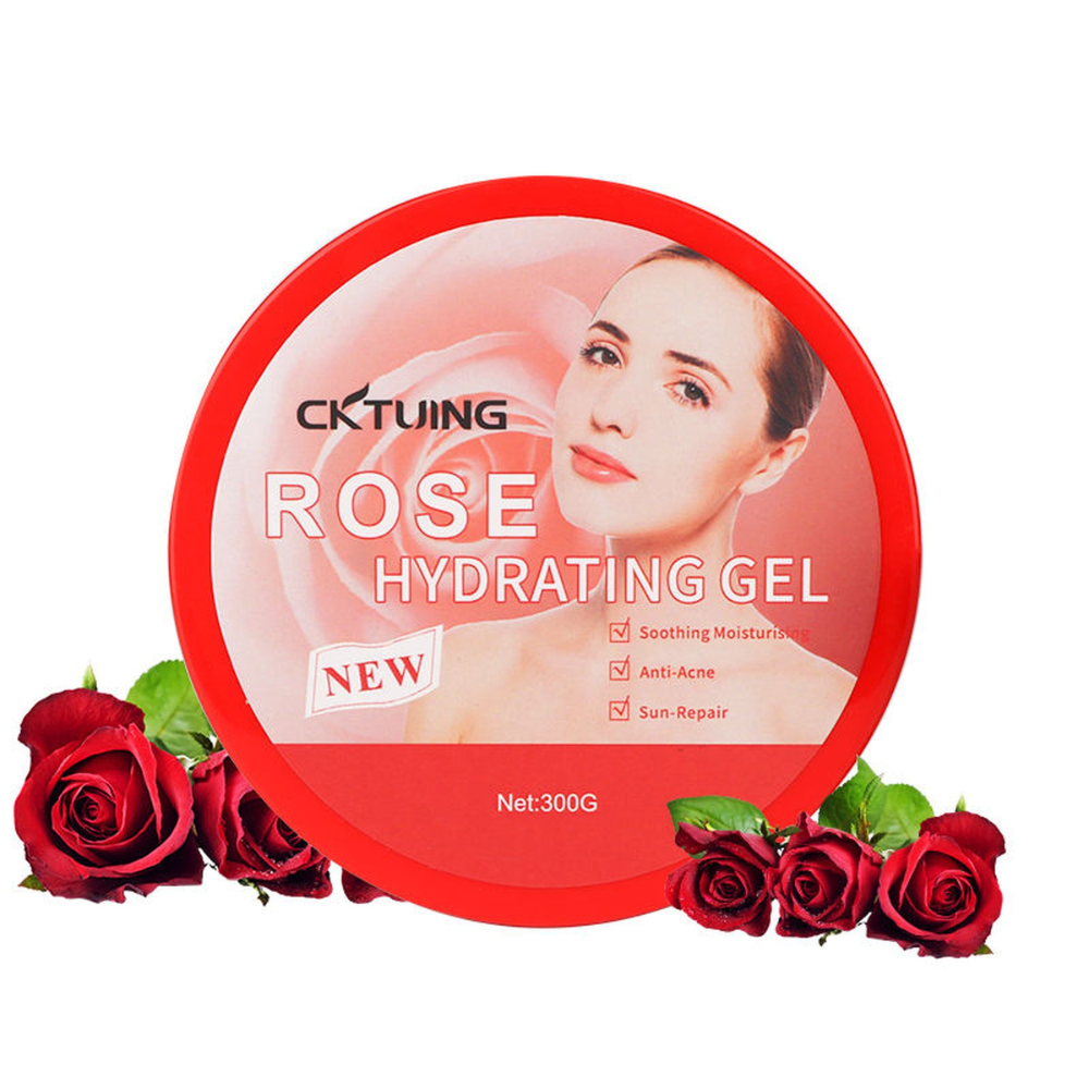 CKTUING Rose Hydrating Gel, 300g – Soothing Face & Body Moisturizer with Rose Extract, After-Sun Repair, Anti-Acne Care, Oil-Water Balance for All Skin Types