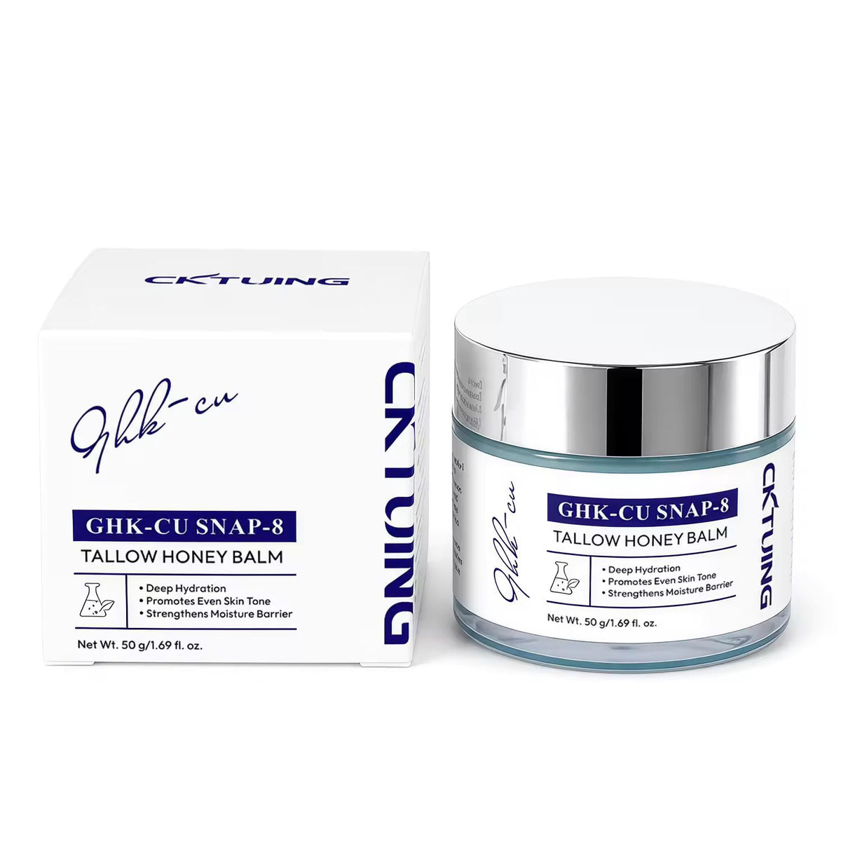 CKTUING GHK-CU SNAP-8 Tallow Honey Balm – Firming Anti-Wrinkle Face Cream with Blue Copper Peptides, Hyaluronic Acid, Vitamin C & Niacinamide – Hydrating & Barrier Repair Moisturizer for All Skin Types, 1.69 fl oz (50g)