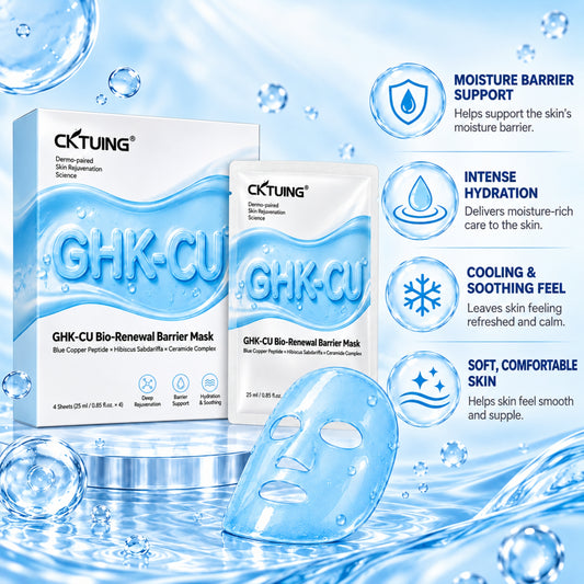 GHK-CU Bio-Renewal Barrier Sheet Mask, Blue Copper Peptide Mask, 4 Pcs