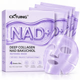 CKTUING NAD+ Bakuchiol Collagen Sheet Mask – Hydrating Face Mask, 4 Pack