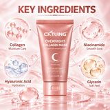 CKTUING Collagen Night Wrapping Mask, Hydrating Overnight Peel-Off Face Mask, 75 ml