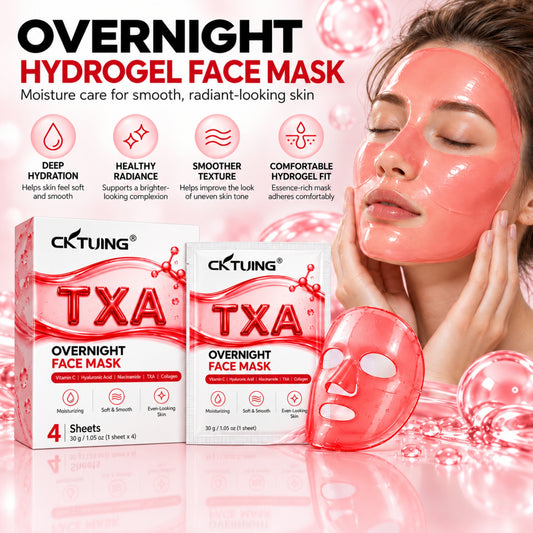 CKTUING Overnight Hydrogel Face Mask with Niacinamide, Hyaluronic Acid, Vitamin C, TXA & Collagen — 4 Sheets