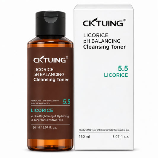CKTUING Licorice pH Balancing Cleansing Toner, 10% Licorice Root Water, pH 5.5 Hydrating Face Toner for Sensitive Skin, Glycerin + Botanical Extracts, 150 mL / 5.07 fl oz
