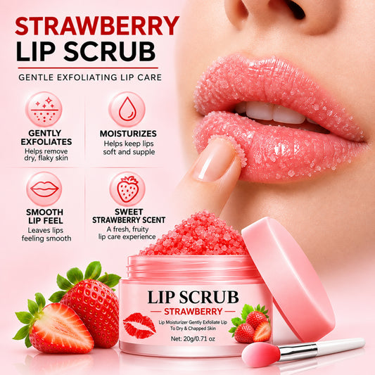 CKTUING Strawberry Lip Scrub – Gentle Exfoliating Lip Care for Soft, Smooth Lips – 20 g / 0.71 oz